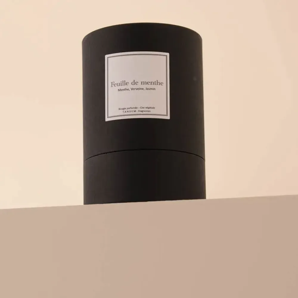 Bougies - Bougie Feuille de menthe verre noir 180g - Cire 100% végétale - TANDEM FRAGRANCES