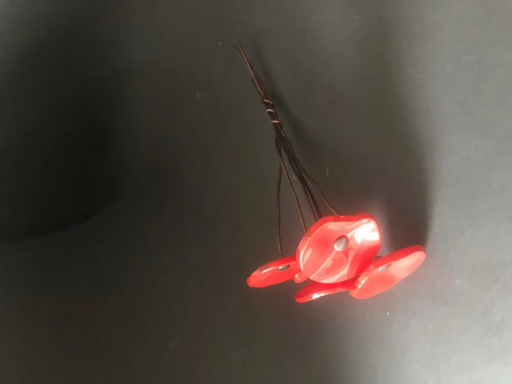 Floral decoration - Small Red Glass Flower For Outside On Flexible Stem - CARNEOL GLASS