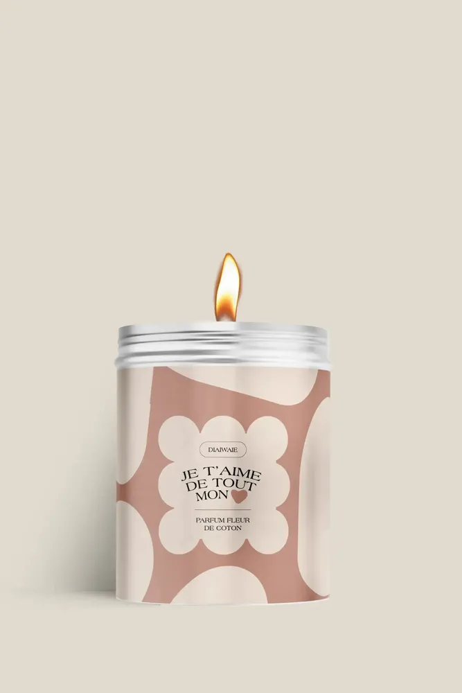 Bougies - Bougie - Je t'aime de tout mon coeur - senteur fleur de coton - DIAIWAIE