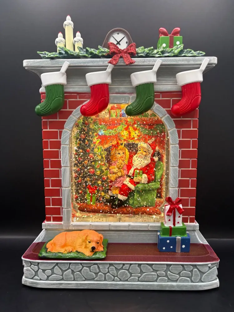 Other Christmas decorations - Christmas LED Fireplace Scene – Santa & Child with Music - BLUE STAR B.V.
