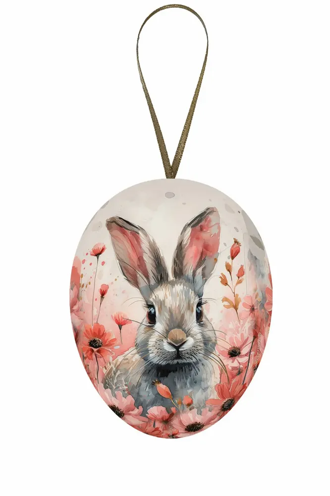 Objets de décoration - Oeuf de Pâques avec anse 9 cm 'Lovely Bunnies' - NESTLER GMBH FEINKARTONAGEN