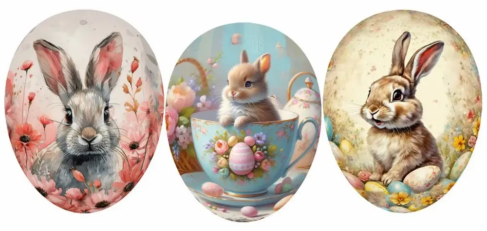 Objets de décoration - Oeuf de Pâques avec anse 9 cm 'Lovely Bunnies' - NESTLER GMBH FEINKARTONAGEN