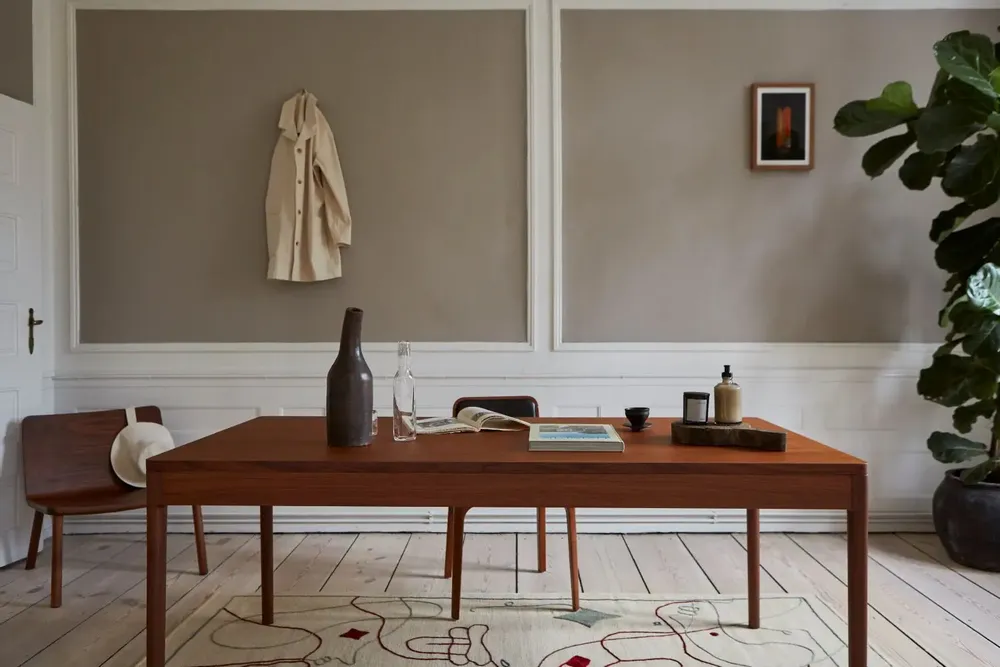 Office furniture and storage - FRONT — Minimalist Work Desk in Walnut Wood 120x60 - MOR