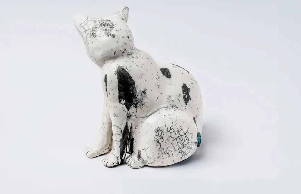 Decorative objects - Raku ceramic cat - YUFTEN