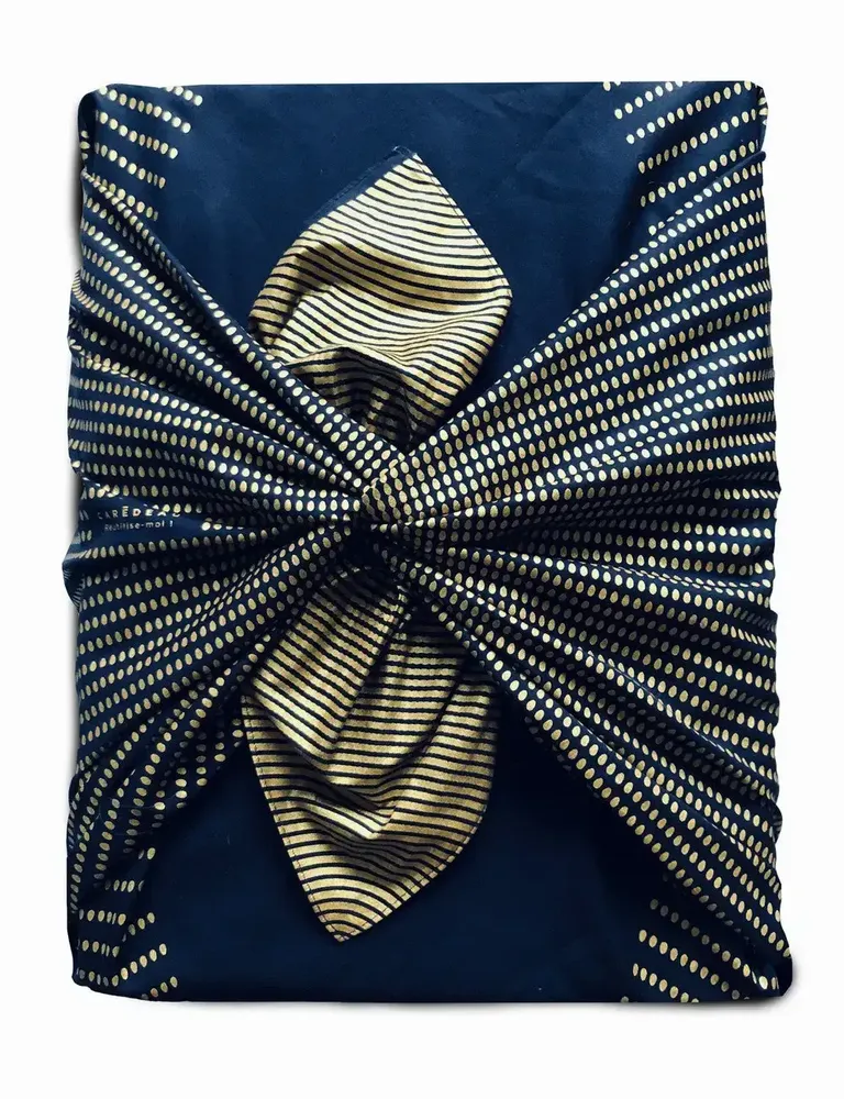 Gifts - Reusable Gift Wrap – Golden Hen Blue - CARÉDEAU PAPIER CADEAU RÉUTILISABLE