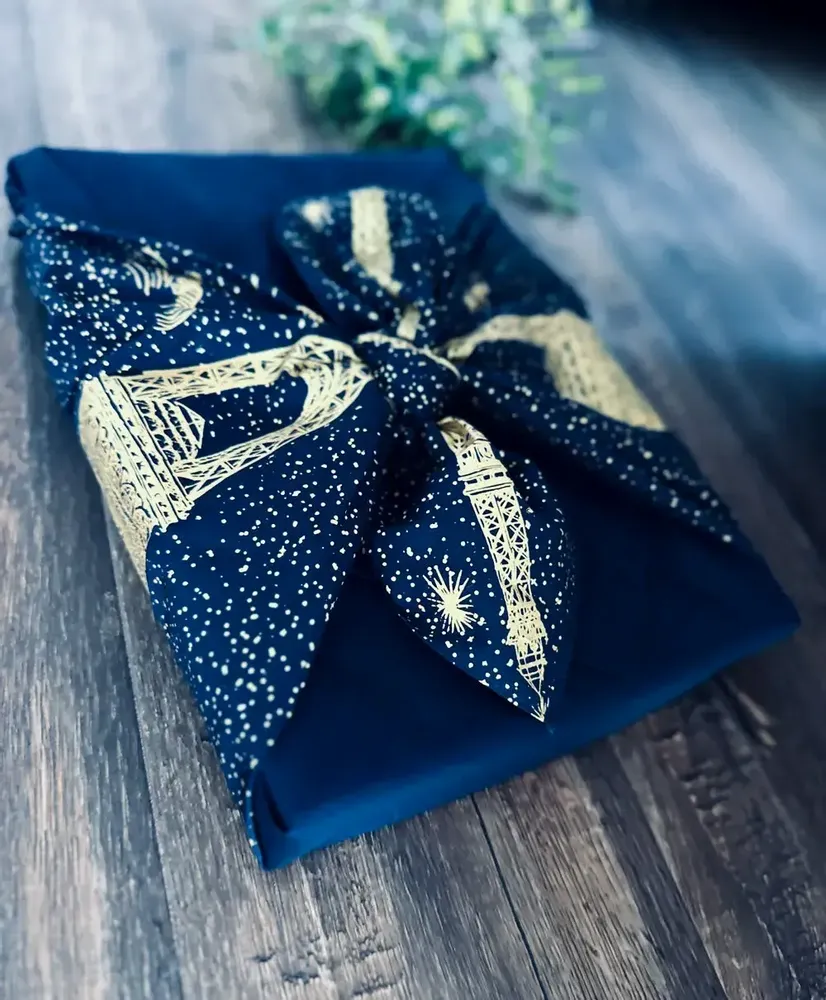 Gifts - Reusable Gift Wrap – Paris My Love Blue - CARÉDEAU PAPIER CADEAU RÉUTILISABLE