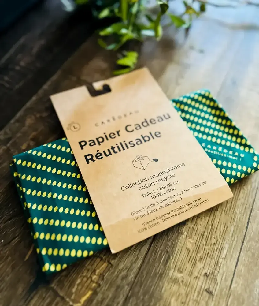 Gifts - Reusable Gift Wrap – Golden Hen Fir Green - CARÉDEAU PAPIER CADEAU RÉUTILISABLE