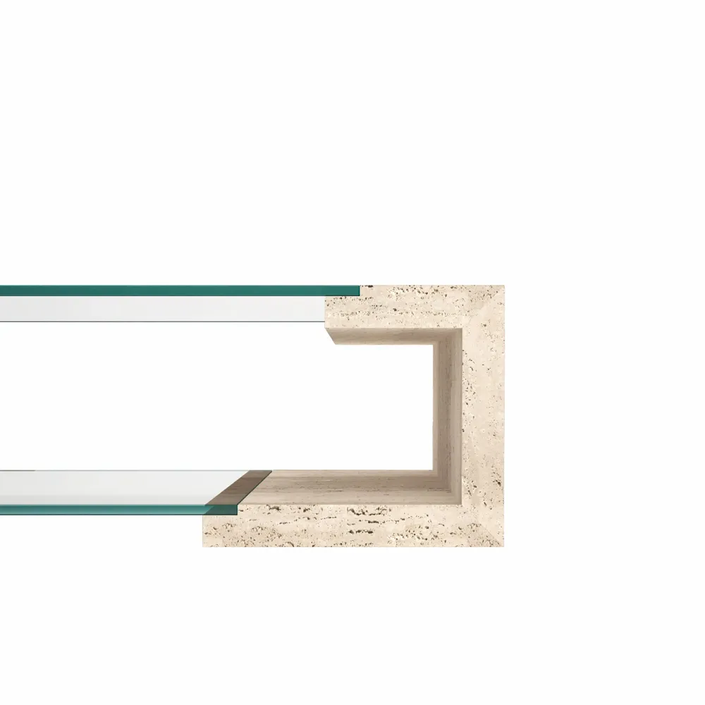 Coffee tables - MANILA Coffee Table in Natural Travertine Marble and Glass - MEDDEL