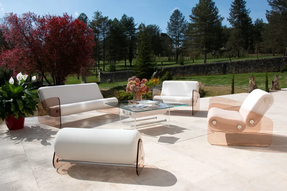 Chaises de jardin - POUF-BANC MW06  parois en PMMA coulé -mousse HR ou Alveolaire - - KUUMO DESIGN