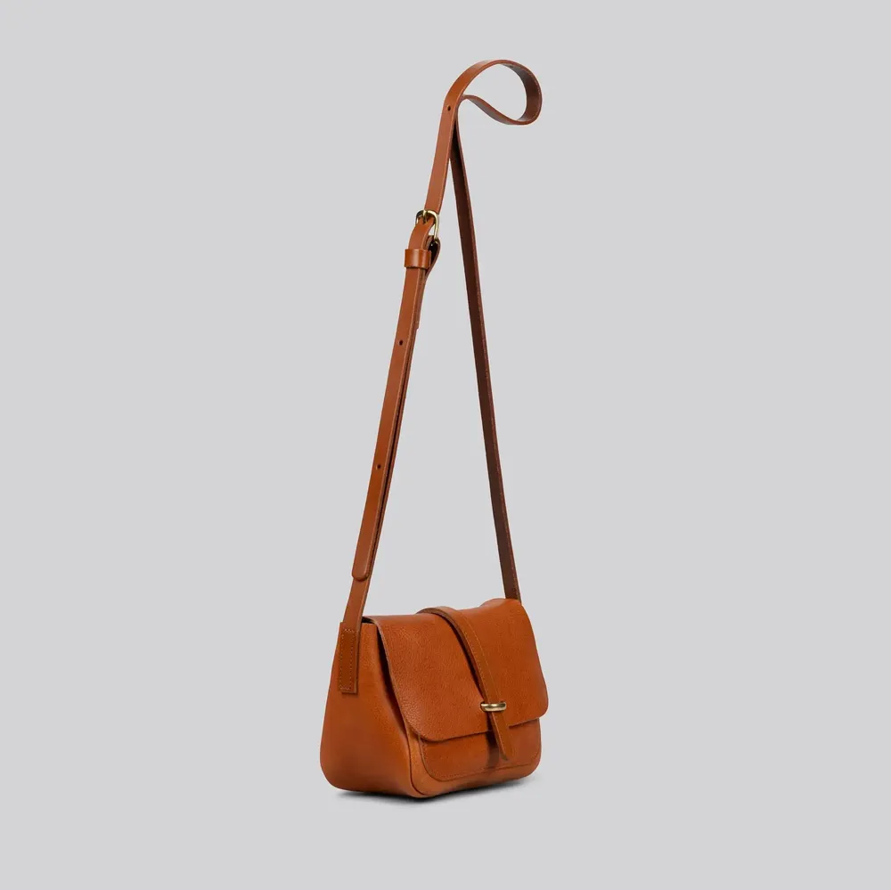 Bags and totes - Jay - Small Leather Crossbody Bag in Grainy Tan - MIMI BERRY