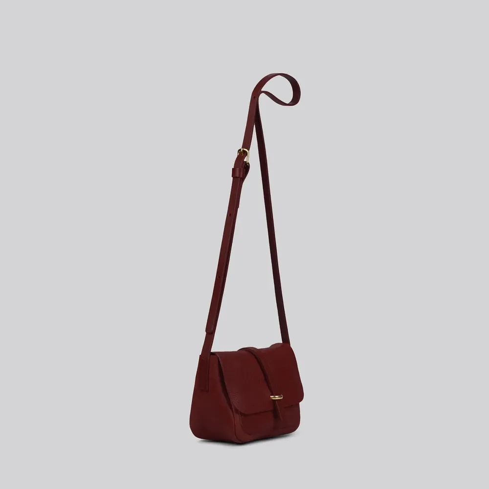 Sacs et cabas - Jay - Petit sac à bandoulière en cuir en merlot grainé - MIMI BERRY