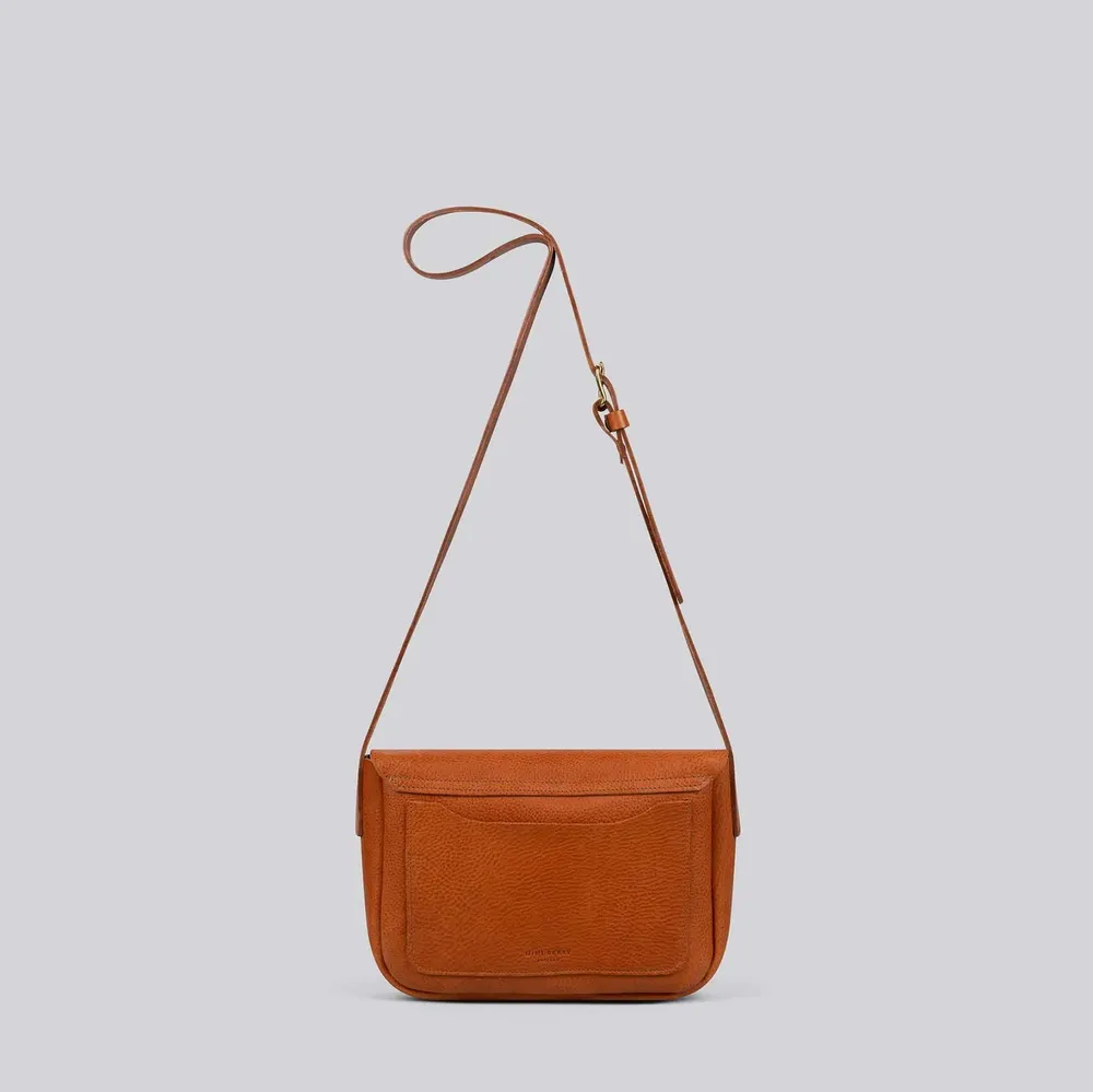 Sacs et cabas - Barney - Sac à bandoulière de taille moyenne en cuir brun grainé - MIMI BERRY