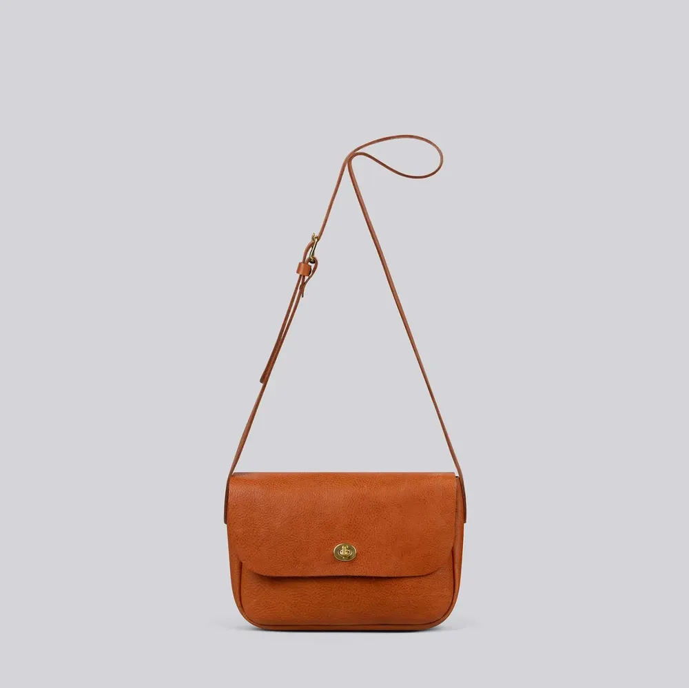 Sacs et cabas - Barney - Sac à bandoulière de taille moyenne en cuir brun grainé - MIMI BERRY