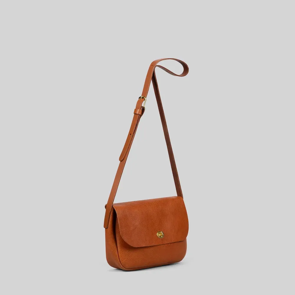 Sacs et cabas - Barney - Sac à bandoulière de taille moyenne en cuir brun grainé - MIMI BERRY