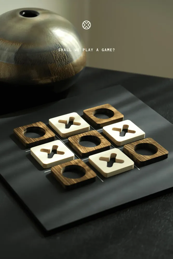 Cadeaux - Plateaux de jeu Tic Tac Toe - Bois d'Ovangkol et d'érable - SHALL WE PLAY A GAME?