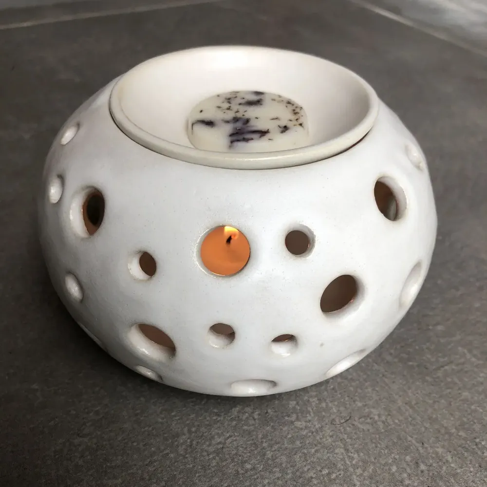 Decorative objects - Enamelled Stoneware Perfume Burner Candle Holder - LES POTERIES DE SWANE
