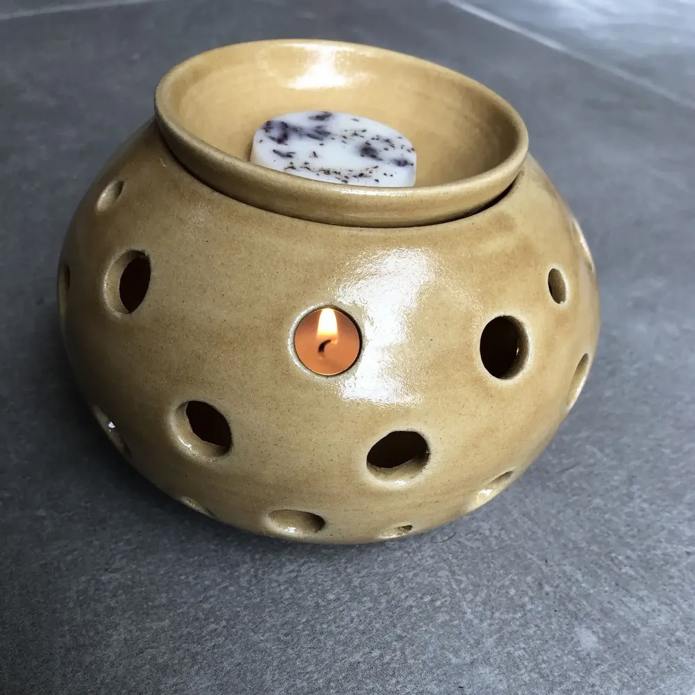 Decorative objects - Enamelled Stoneware Perfume Burner Candle Holder - LES POTERIES DE SWANE