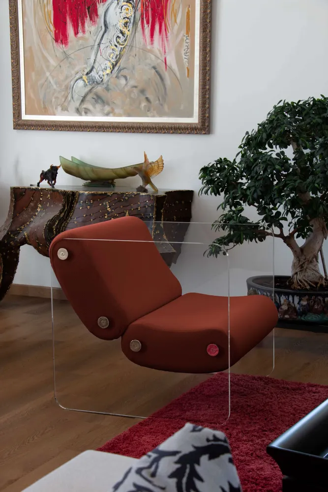 Fauteuils de jardin - Fauteuil design MW08 – En PMMA coulé, assise en mousse alvéolaire - KUUMO DESIGN