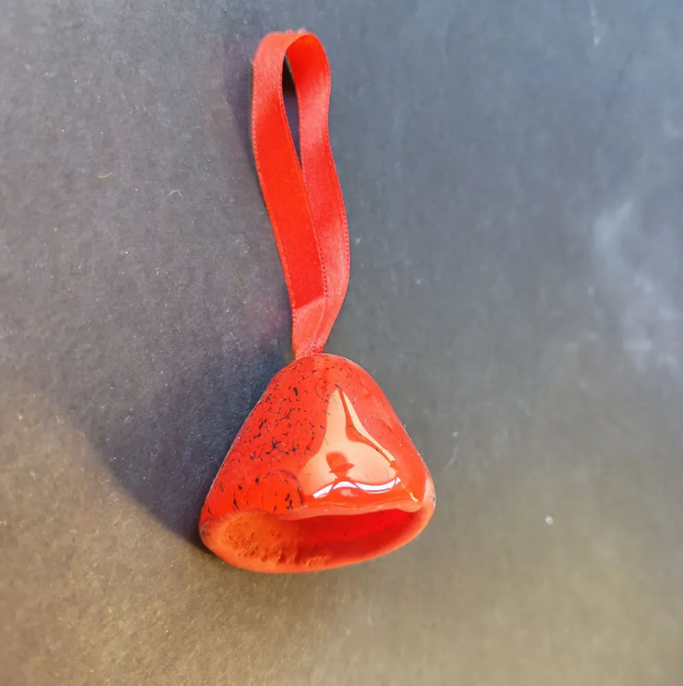 Other Christmas decorations - Large red-black glass bell on elegant ribbon hanger - CARNEOL GLASS