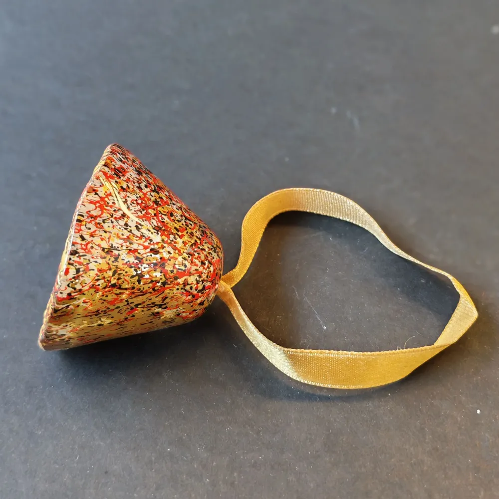 Guirlandes et boules de Noël - Cloche en verre transparent rouge-noir-or - CARNEOL GLASS