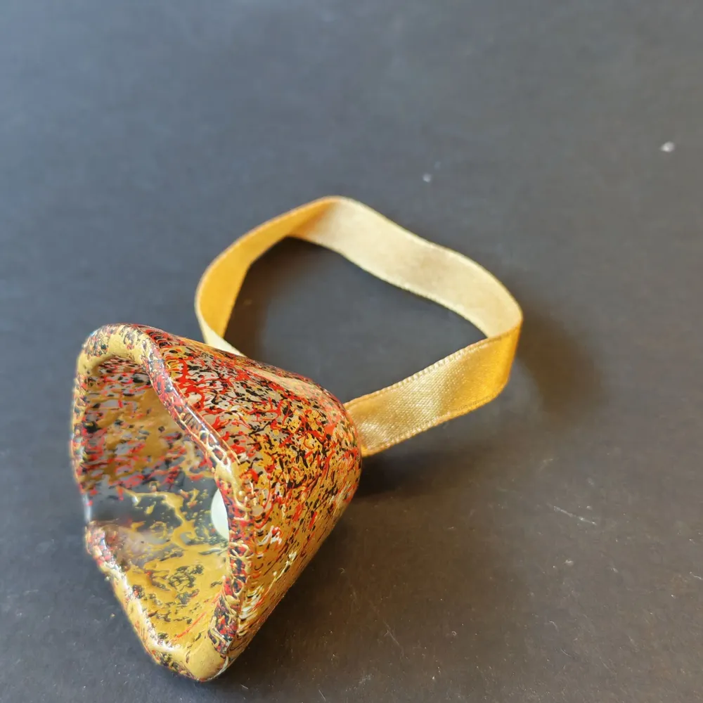 Guirlandes et boules de Noël - Cloche en verre transparent rouge-noir-or - CARNEOL GLASS