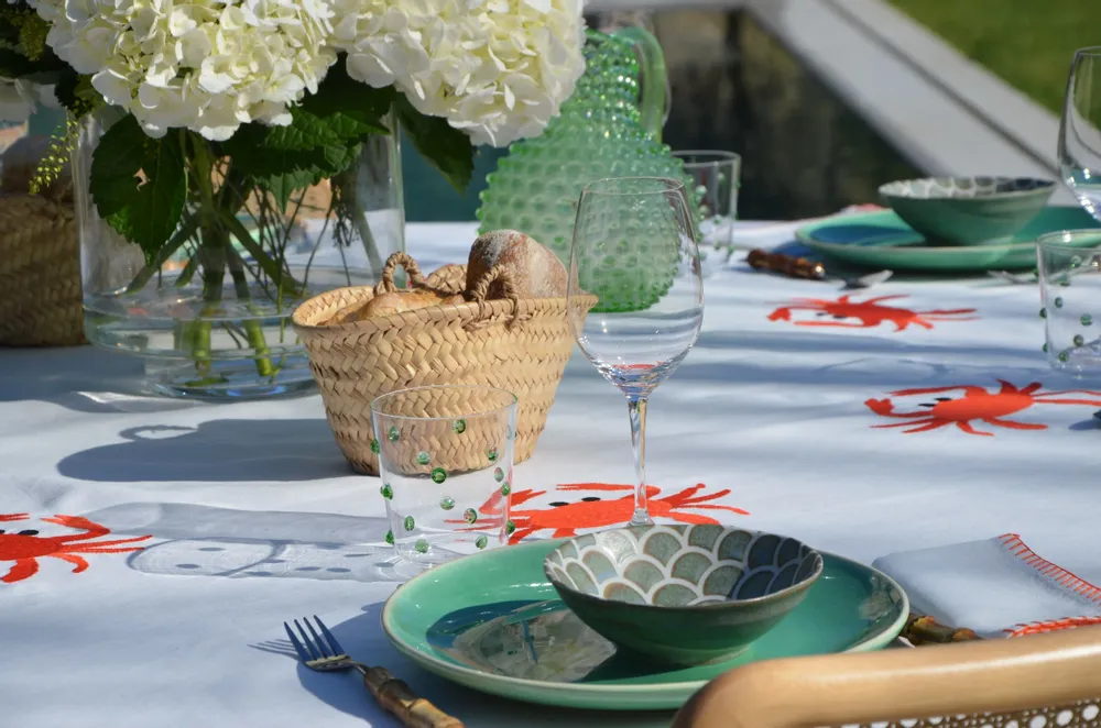 Linge de table textile - Nappe en lin broderie Crabes - OUR LINEN