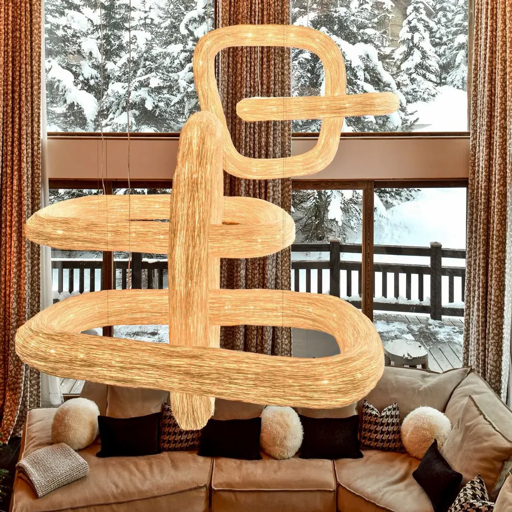 Plafonniers - Triple Orbit – Suspension sculpturale en rotin - ANGO