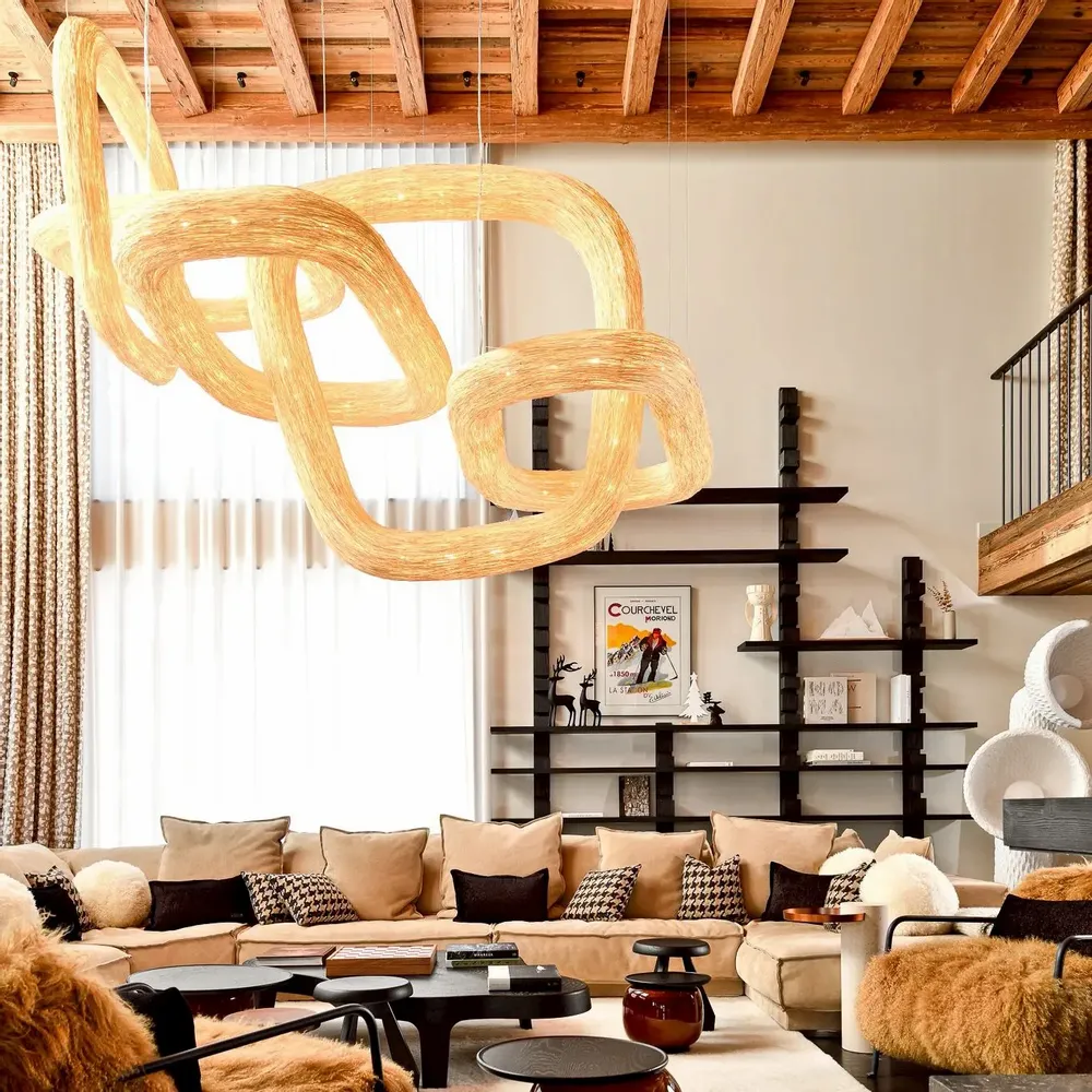 Plafonniers - Triple Orbit – Suspension sculpturale en rotin - ANGO