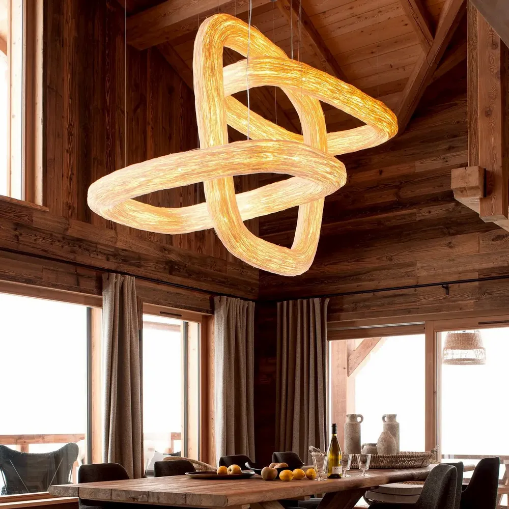 Plafonniers - Triple Orbit – Suspension sculpturale en rotin - ANGO