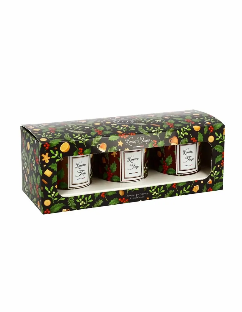 Bougies - Coffret Bougies Lumières d'Hiver 3x90g Biscuits Enchantés - Pain d'épices - Orange Cannelle - LES LUMIERES DU TEMPS