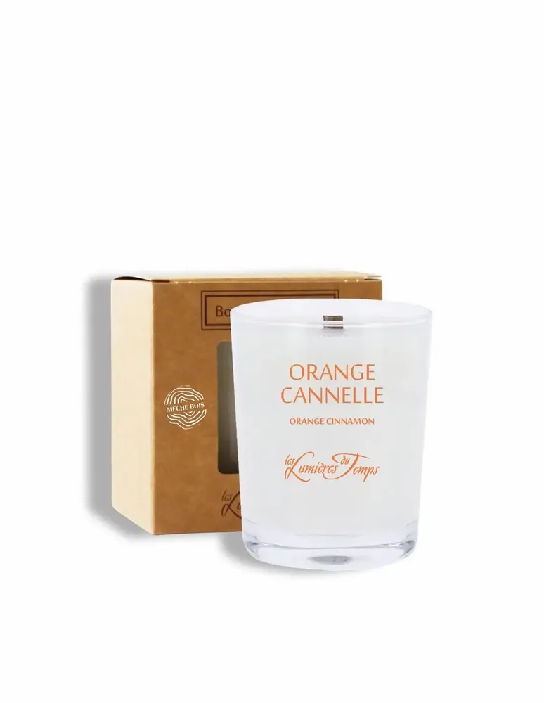 Candles - 180g Vegetable Candle with Orange and Cinnamon Wooden Wick - LES LUMIERES DU TEMPS