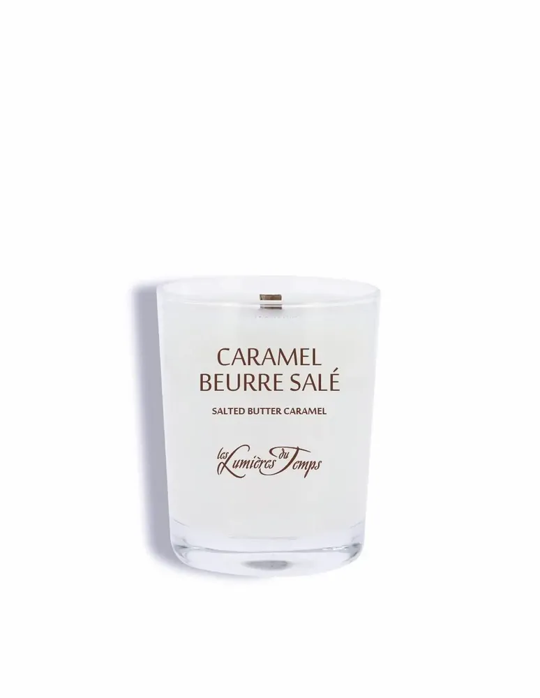 Candles - Vegetable Candle 180 g Wooden Wick Salted Butter Caramel - LES LUMIERES DU TEMPS