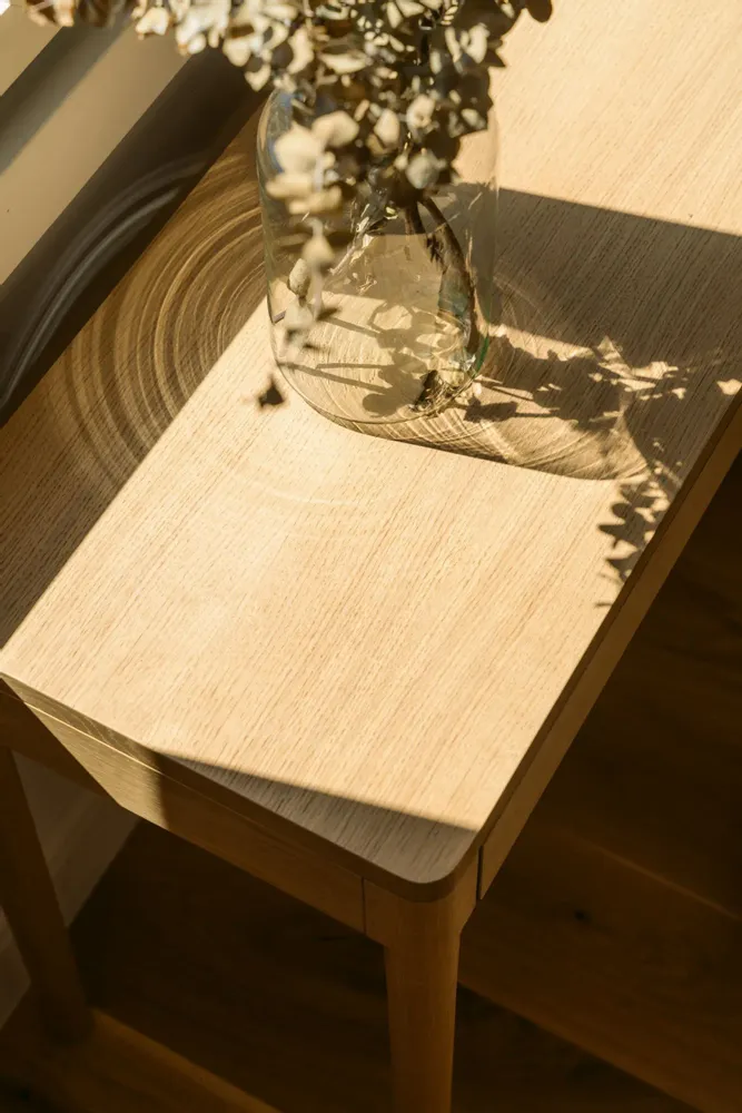 Mobilier et rangements pour bureau - FRONT — Buffet minimaliste en bois de chêne 160x40 - MOR