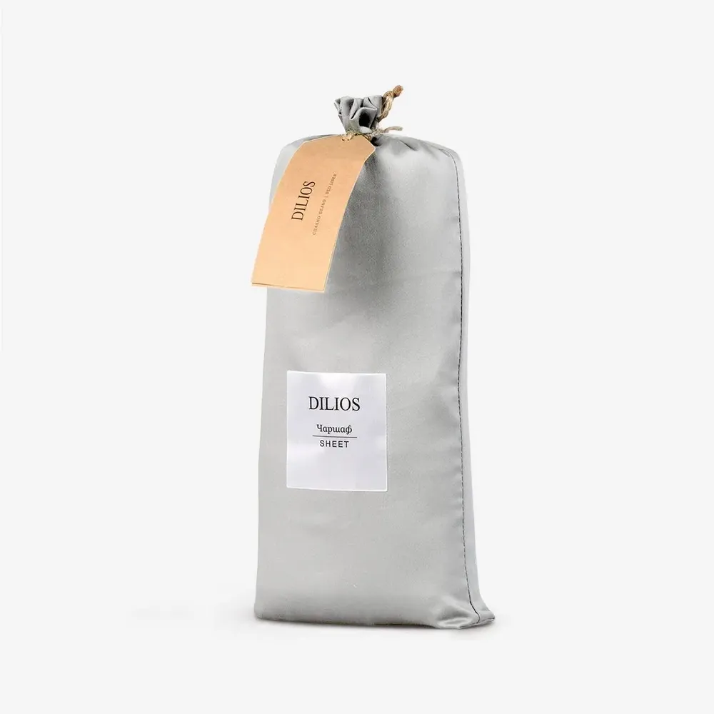 Linge de lit - Drap plat en satin, 150x260 cm, argenté - DILIOS