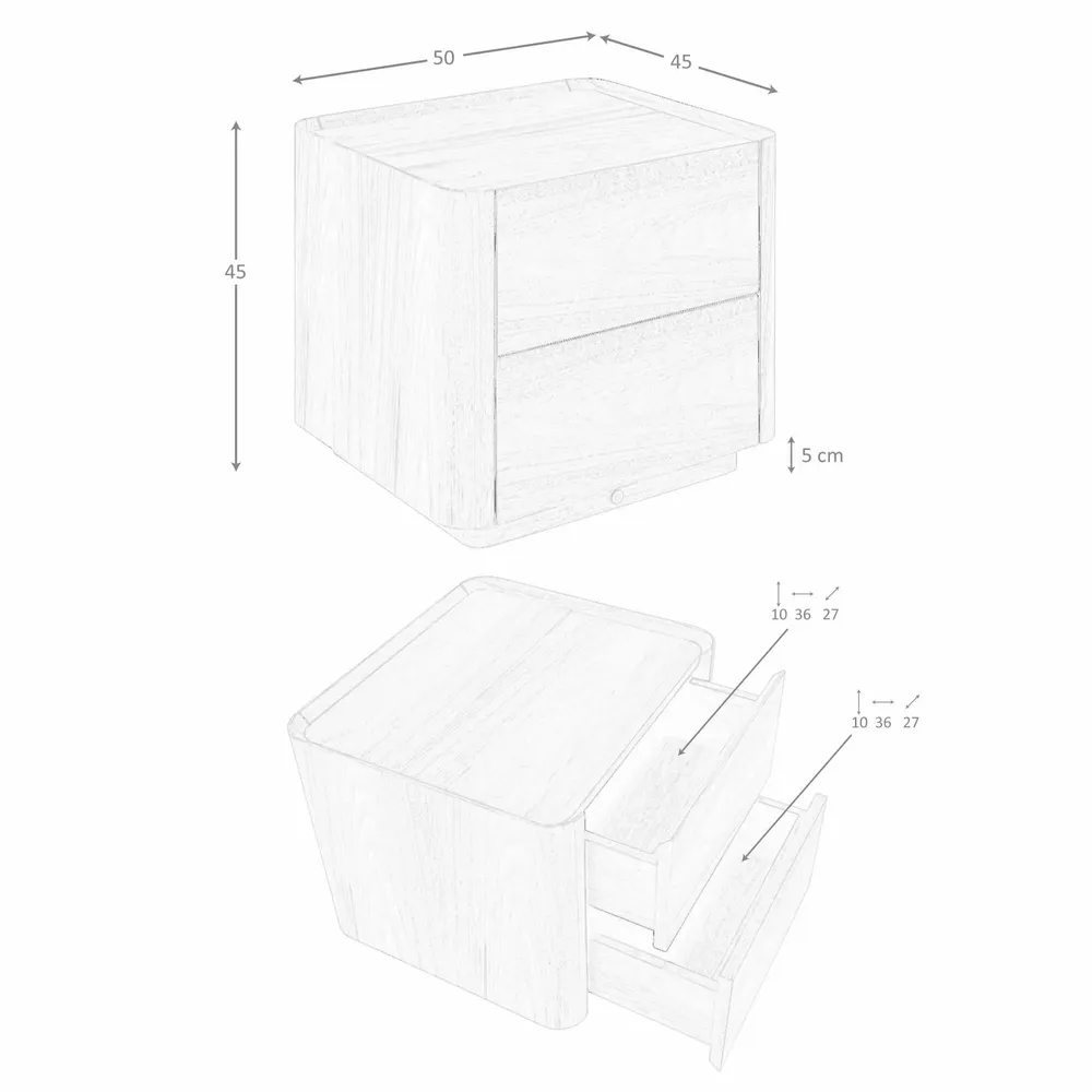 Night tables - Walnut bedside table with lighting - ANGEL CERDÁ