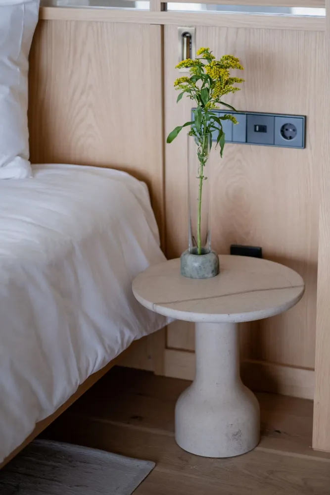 Coffee tables - PESO– Minimalist Round Side Table in Limestone, Large - MOR