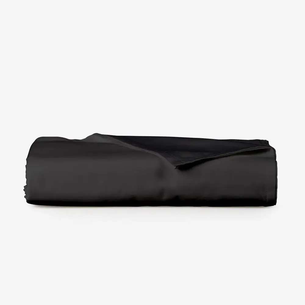 Linge de lit - Drap plat en satin, 240x260 cm, noir - DILIOS