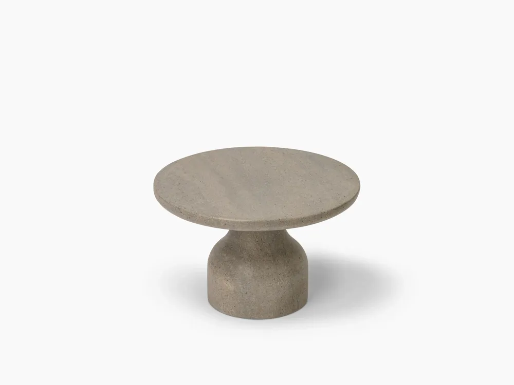 Coffee tables - PESO– Minimalist Round Side Table in Limestone, Small - MOR