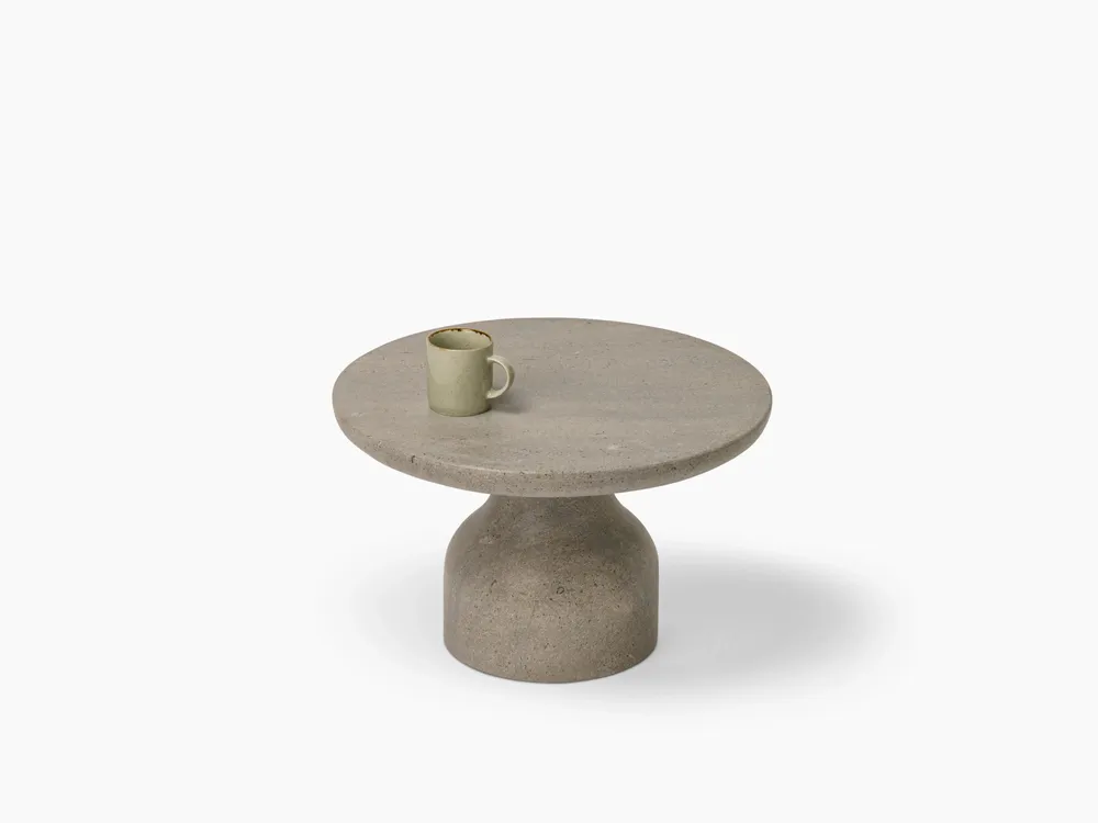 Coffee tables - PESO– Minimalist Round Side Table in Limestone, Small - MOR