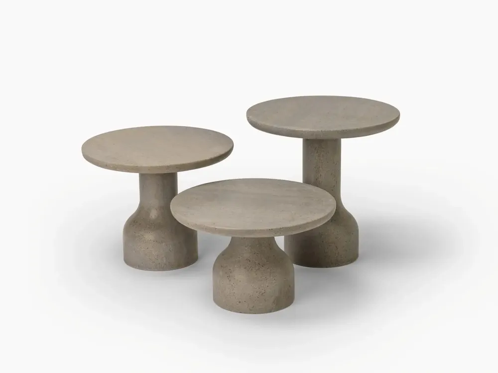 Tables basses - PESO — Table d'appoint ronde minimaliste en pierre calcaire, grande - MOR