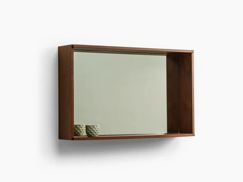 Miroirs - CAMPO — Miroir mural minimaliste en bois de noyer, taille moyenne - MOR
