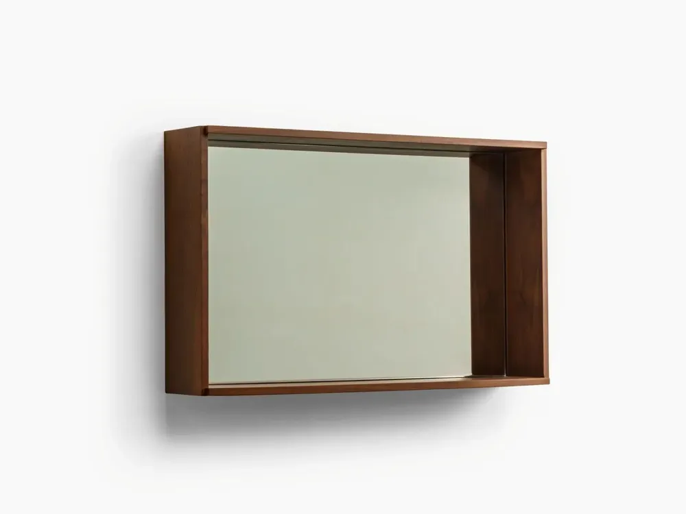 Miroirs - CAMPO — Miroir mural minimaliste en bois de noyer, taille moyenne - MOR