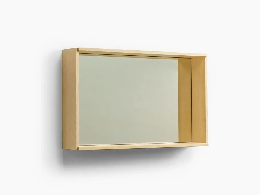 Miroirs - CAMPO — Miroir mural minimaliste en bois de frêne, taille moyenne - MOR