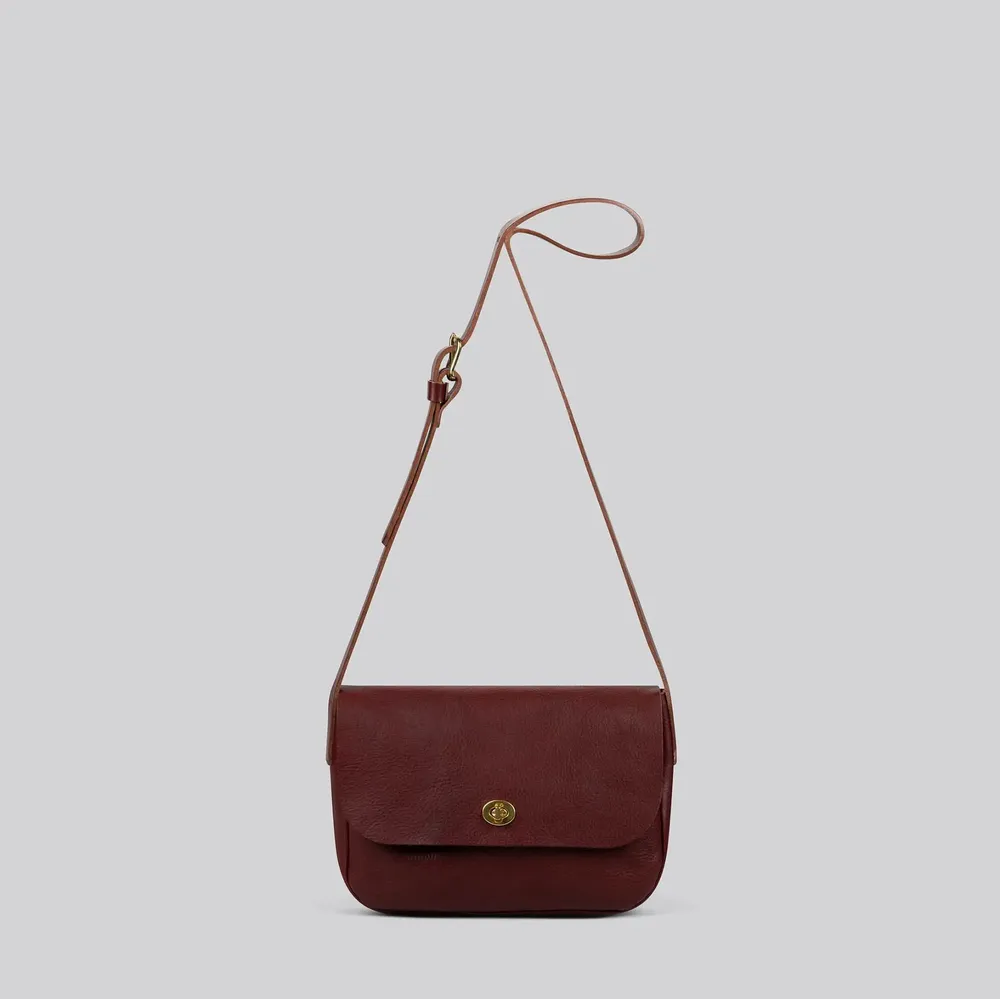 Sacs et cabas - Barney - Sac à bandoulière de taille moyenne en cuir en merlot grainé - MIMI BERRY