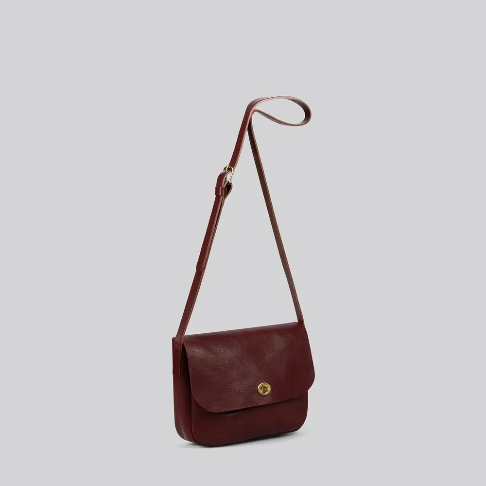 Sacs et cabas - Barney - Sac à bandoulière de taille moyenne en cuir en merlot grainé - MIMI BERRY