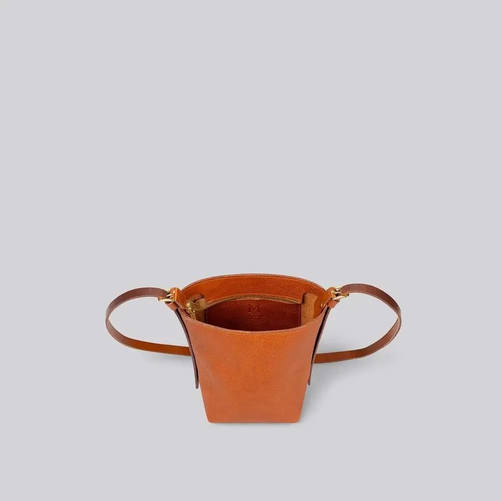 Sacs et cabas - Dino - Petit sac à bandoulière en cuir brun grainé - MIMI BERRY