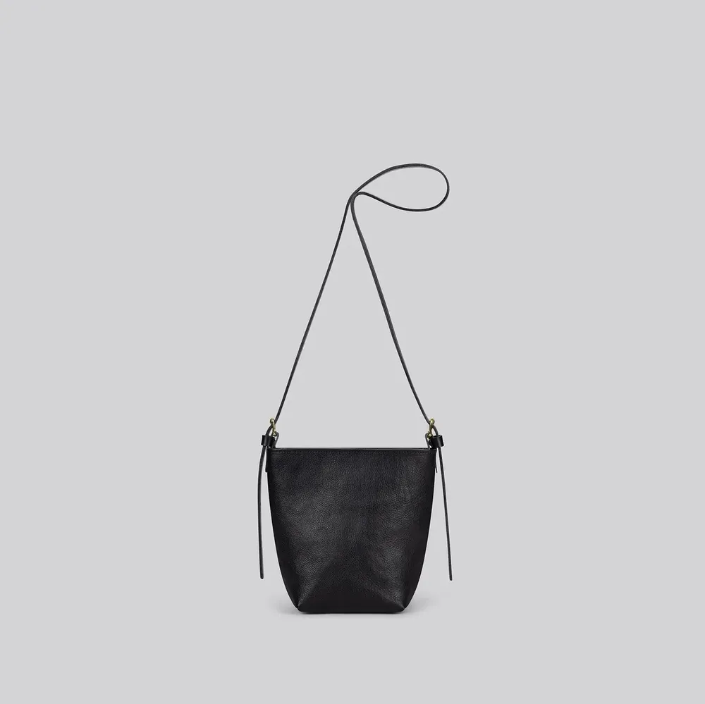 Sacs et cabas - Dino - Petit sac à bandoulière en cuir noir grainé - MIMI BERRY
