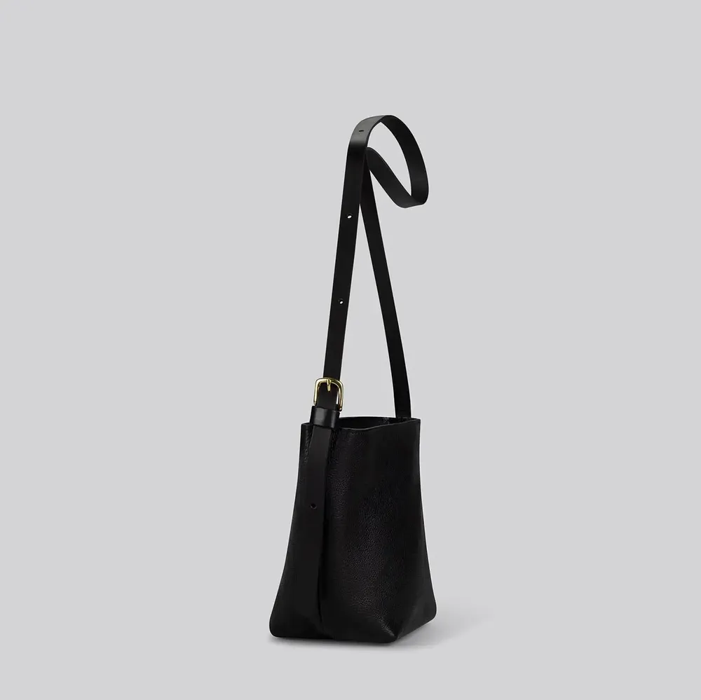 Sacs et cabas - Dino - Petit sac à bandoulière en cuir noir grainé - MIMI BERRY