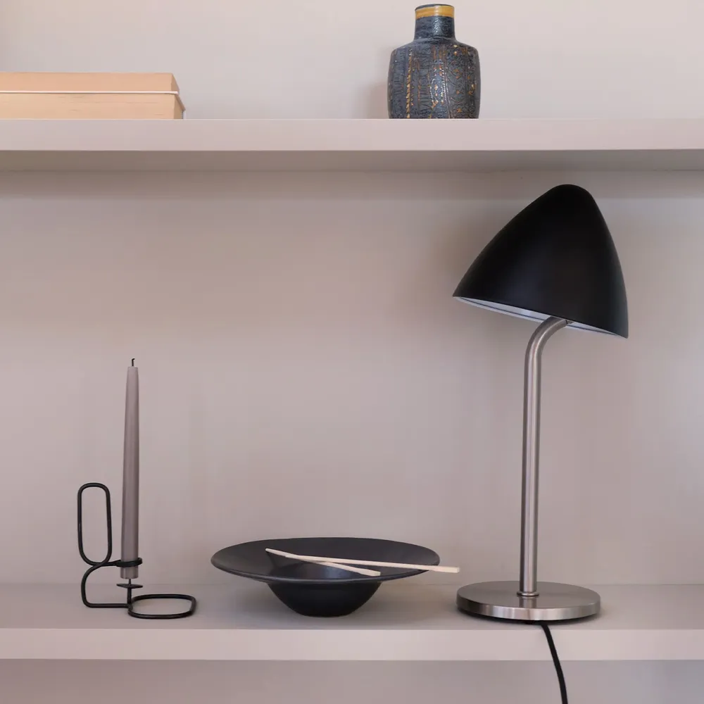 Table lamps - OULU Table lamp black - brushed steel - DYBERG LARSEN