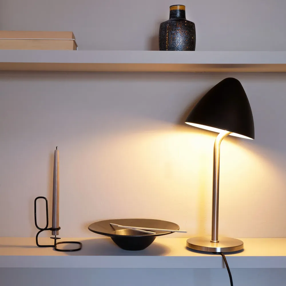 Table lamps - OULU Table lamp black - brushed steel - DYBERG LARSEN